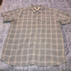 The North Face Button Up Shirt Mens XXL Gray Short Sleeve Outdoor Pocket